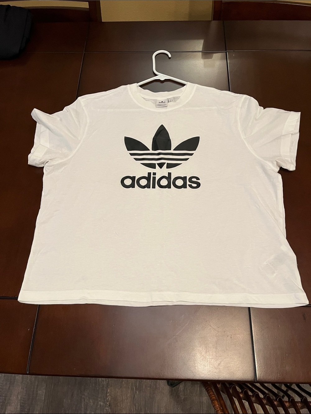 adidas White Crop Tee with Black Trefoil